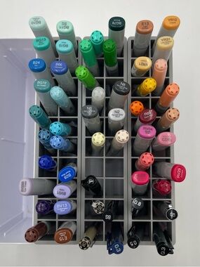 Copic Sketch Ciao Multiliner Markers Lot of 53 Assorted Colors Art Pens w/case